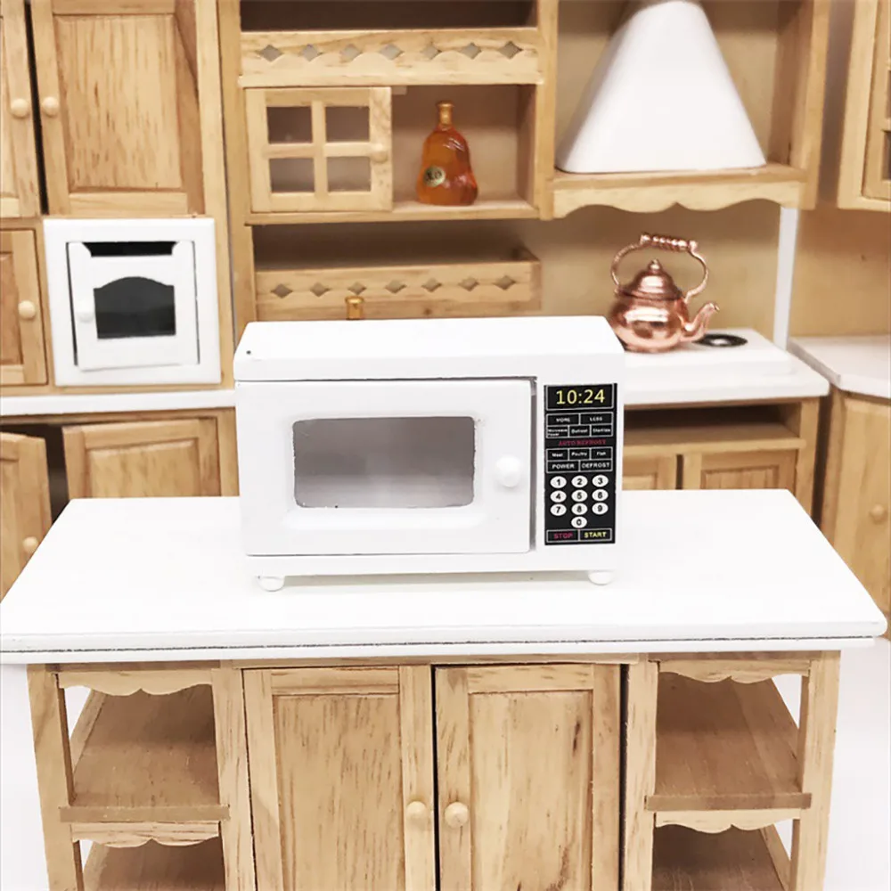 

Hot Sale 1:12 Dollhouse Miniature Furniture Room Wooden Furniture Microwave Oven White Birthday Gift Toys For Children 2019