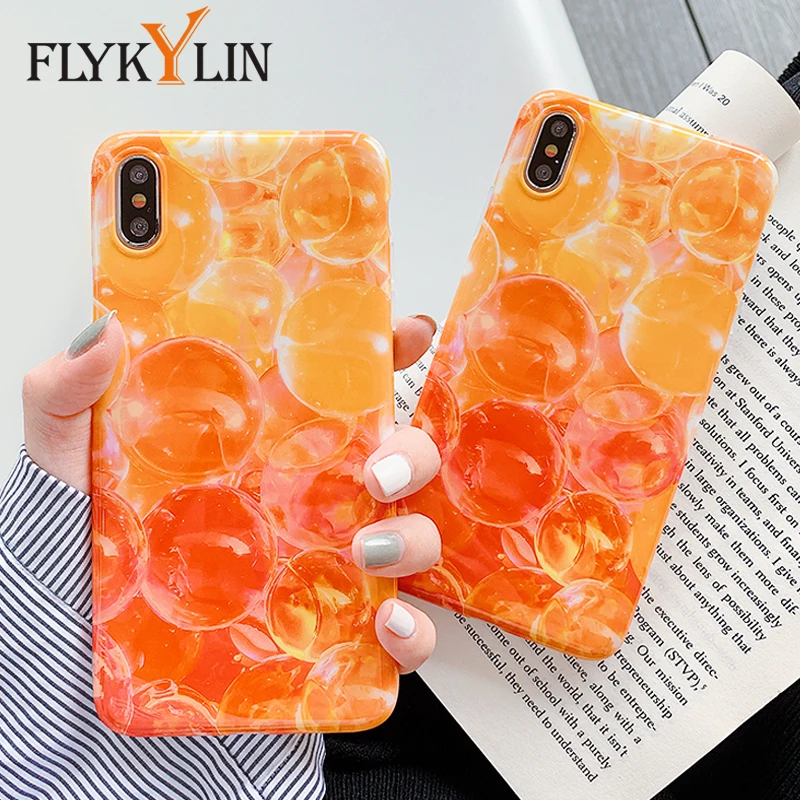 FLYKYLIN Orange Bubble чехол для iphone 6 S 7 8 Plus XS Max X XR чехлы телефонов летние крутые мягкие IMD