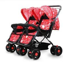 Twin baby stroller lightweight bidirectional shock baby can sit lie stroller foldable double bb