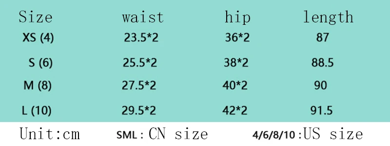 209 size table