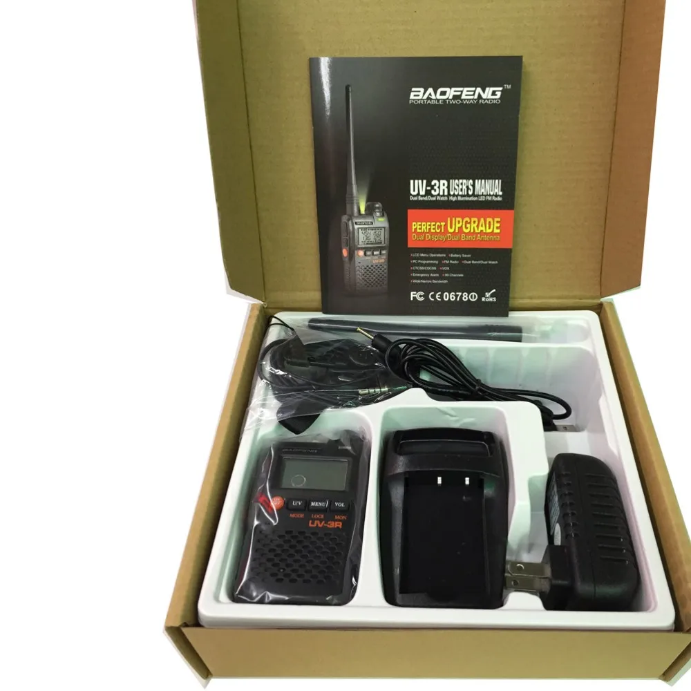 Baofeng UV-3R Walkie Talkie 10KM 2W 99CH UHF VHF FM VOX Pofung UV 3R walk talk Dual Band Two Way Radio amador UV3R (1)