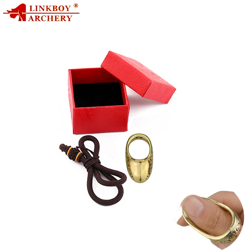 

Linkboy Archery Thumb Finger-Handmade Guard Brass Bow and Arrow Thumb Ring Protector Catapult Sports