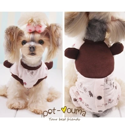 Cute bear winter warm fleece dog coat jacket Small Dog cat Pet hoodie jumpsuit clothing small dog Yorkshire clothes costume