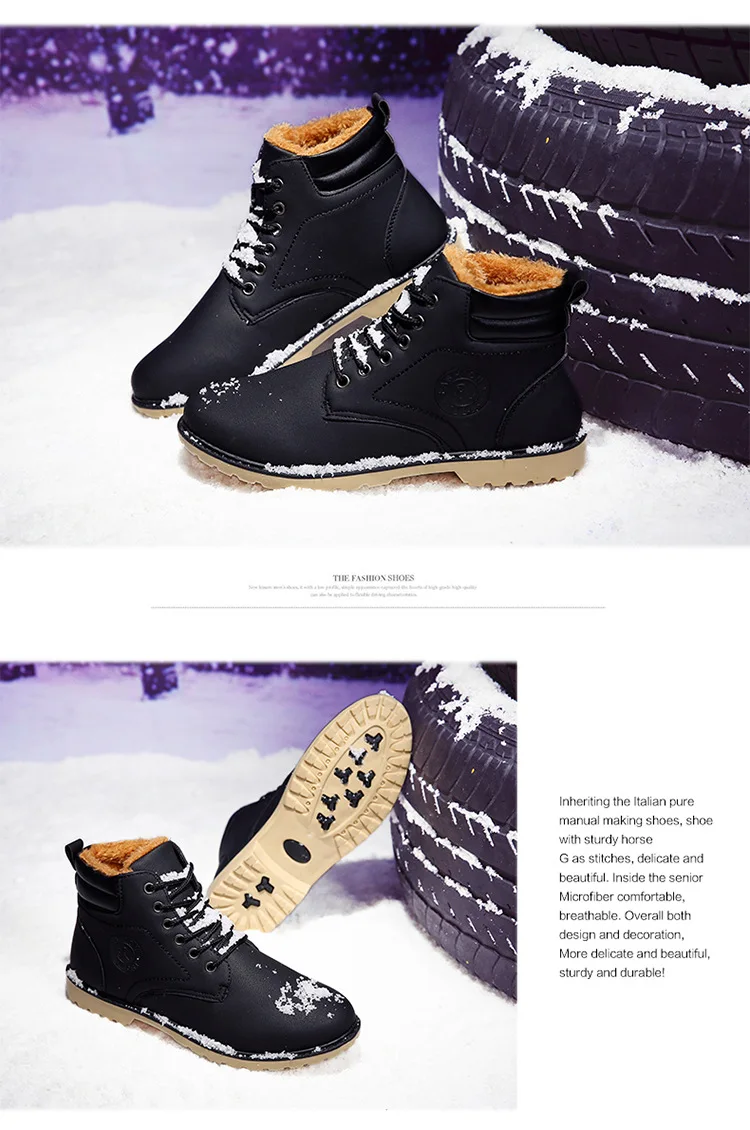 Зимние ботильоны из искусственной кожи; Мужская зимняя теплая брендовая однотонная модная повседневная обувь; коллекция года; Мужская Брендовая обувь; Zapatillas Deportivas Hombre