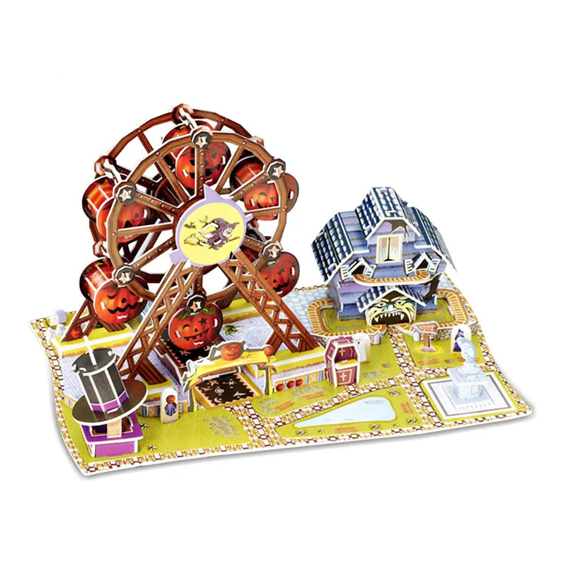 

Creative 3D Stereoscopic Paper Jigsaw Ferris Wheel Rotated Trojan Pirate ship Children's DIY Toys Assembled Toy Children Gift