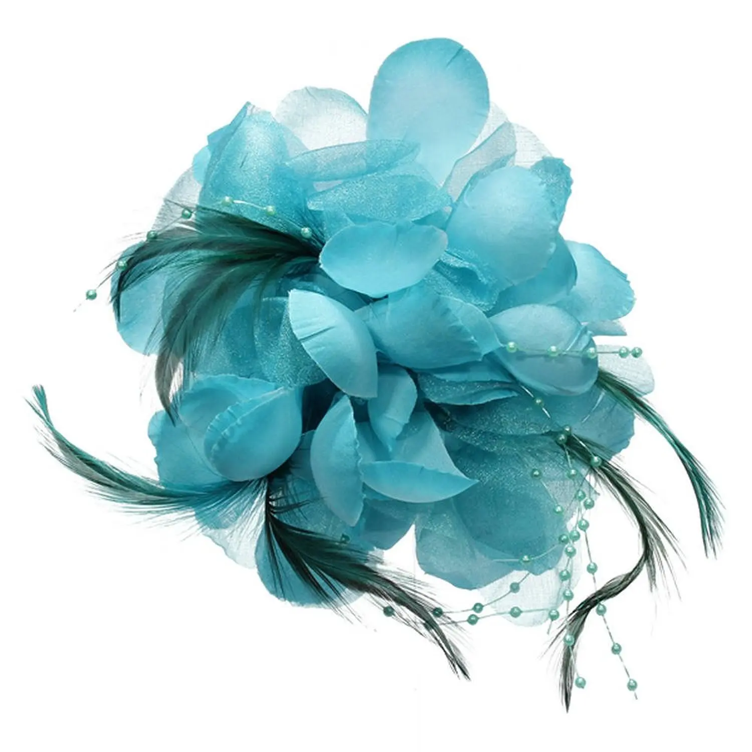 

Pin Malachite Green Feather Fabric Flower Shape for Women Girl Gift