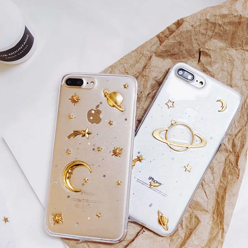 Чехол Universe Moon sky для IPhone X 8 7 Plus 6 6s 6 plus Мягкий ТПУ блестящий сверкающий порошок звезда чехол для телефона задняя крышка Fundas Coque бренд