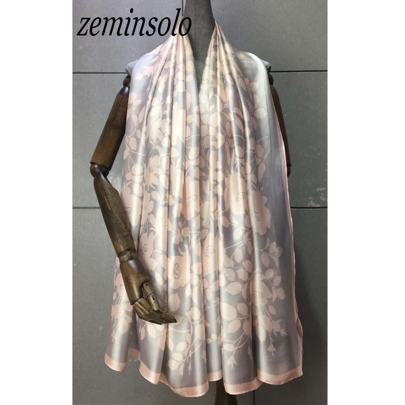 100% натуральный шелковый шарф для женщин роскошный бренд с цветочным принтом