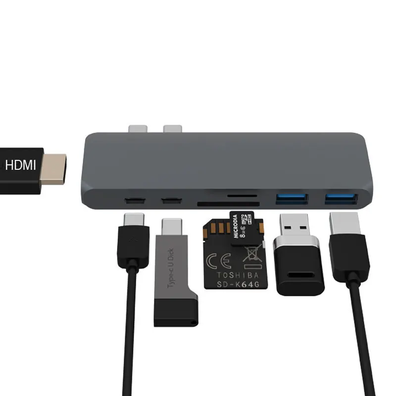 EASYA USB C Hub to HDMI Adapter Thunderbolt 3 USB Type-C Dongle Dock with USB 3.0 Hub PD TF SD Card Reader for MacBook Pro 2017 EASYA USB C Hub to HDMI Adapter Thunderbolt 3 USB Type-C Dongle Dock with USB 3.0 Hub PD TF SD Card Reader for MacBook Pro 2017