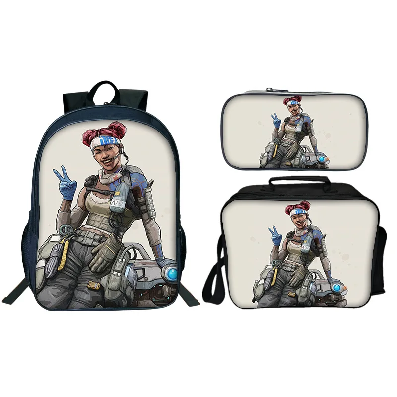 Apex legends Backpack Kids 3PCS School Bag Set Boys Gaming Bookbag Lunch Bag Lot