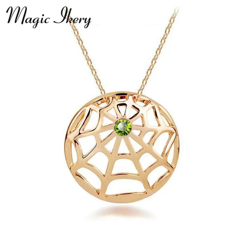 

Magic Ikery Statement Spider Web Hollow Pendants Necklace with Gold Color Fashion Necklaces Animal Jewelry for women MKY5675