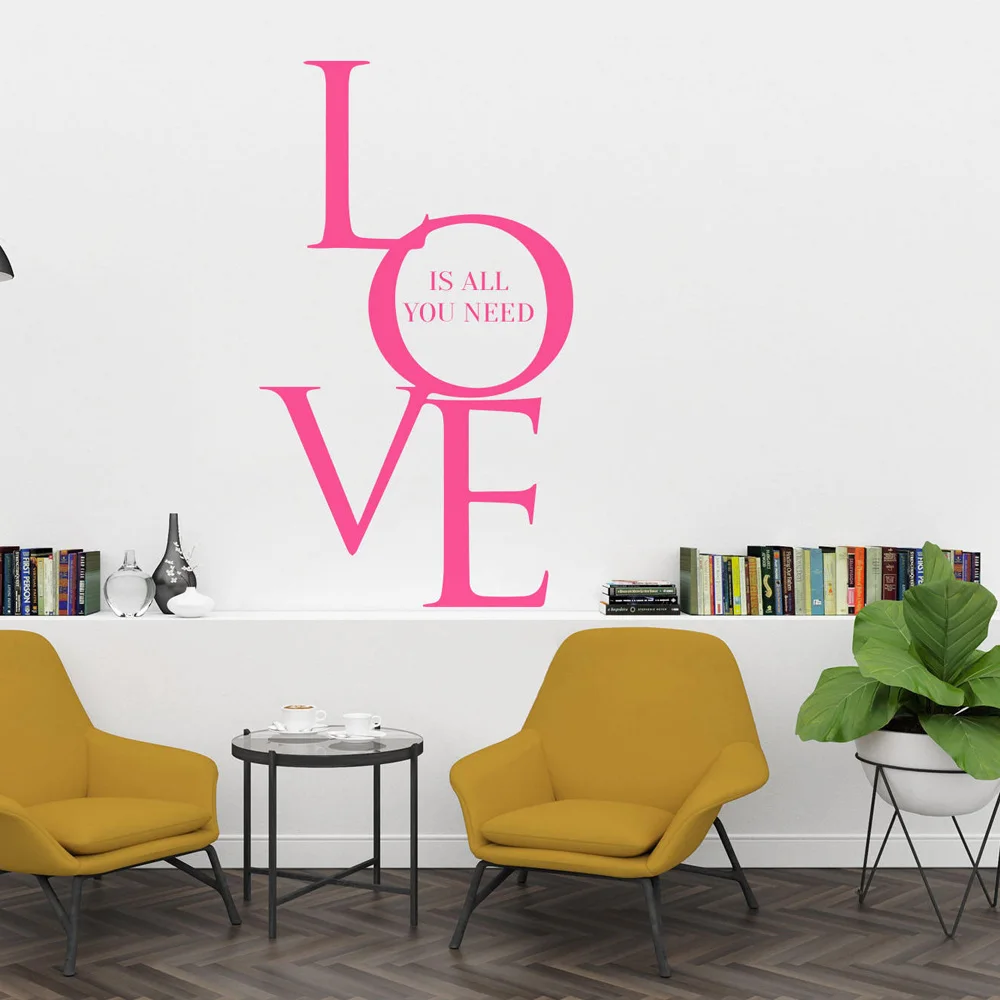 Наклейки на стену Love is all you need наклейка День святого Валентина Виниловая с