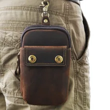 Мужская поясная сумка из воловьей кожи Crazy Horse, Мужская винтажная Высококачественная ячейка/чехол для мобильного телефона, поясной ремень, поясная сумка для мужчин, кошелек