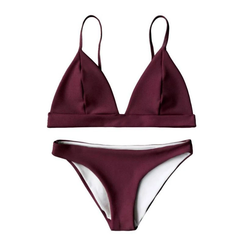 Balight Push Up Brazilian Bikini Set Women 3 Color Vintage Swimwear Brazilian low-rise solid color bikini split swimsuit
