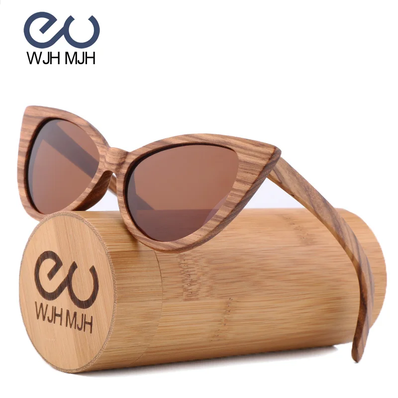 

wooden Sunglasses Women Polarized 2018 Fashion Mirrored Cateye Ladies Sexy High Quality Full Cat Eye Tom Sun Glasses for Woman