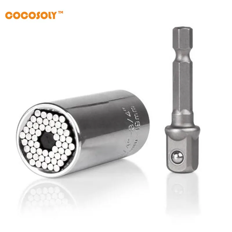 

7-19mm Universal Torque Wrench Head Set Socket Sleeve Power Drill Ratchet Bushing Spanner Key Magic Grip Multi Hand Tools