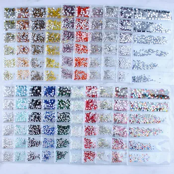 

1440pcs Nail Rhinestones Flatback Crystal AB SS3-SS10 Glass Crystals Strass Charm Partition Gems Stone Nail Supplies Accessories