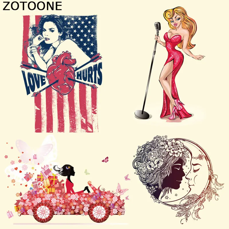 

ZOTOONE Girl Iron on Transfers Patches for Clothes Bags T-shirt Dresses Stickers A-level Washable Heat Press Appliqued Irons E