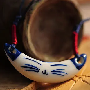 100% Оригинальное нежное ожерелье из китайского сине белого фарфора в стиле ретро