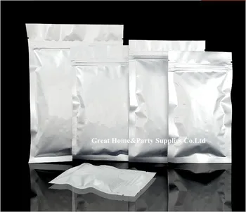 

12x20cm(4.75x7.75in) 100pcs W/Tear Notch Heavy-Duty Flat Aluminum Foil Zipper Pouch Packing Bag Food Powder Zip Lock Pouches