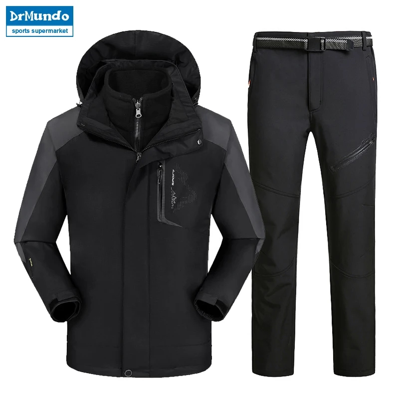 متين الرجال التزلج التزلج ارتداء للماء المشي معطف للأماكن الخارجية على الجليد سترة بدلة تزلج الرجال كبير حجم الثلوج الستر زائد الحجم