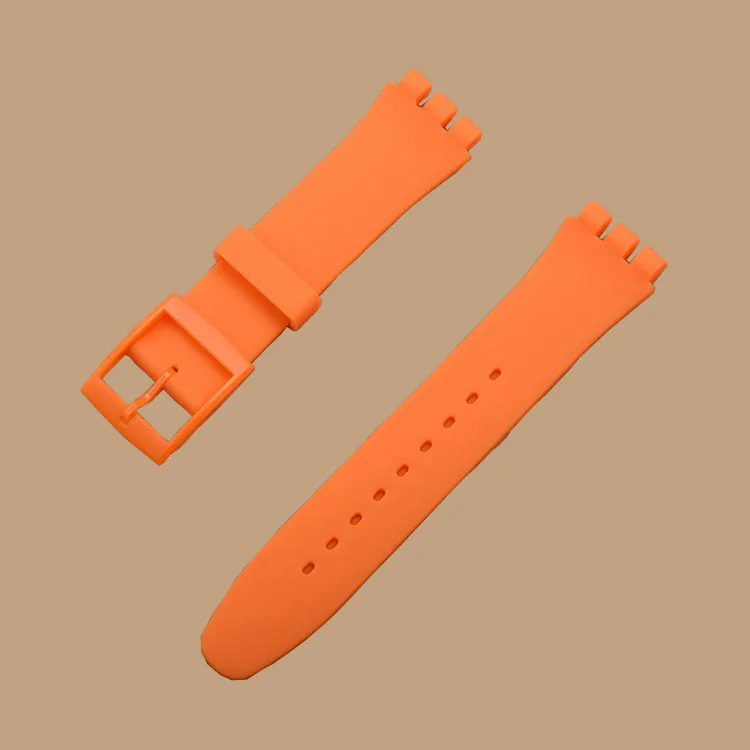 SeaTopTon твердый кремний резиновый 17 мм 19 мм 20 мм для часы swatch аксессуары военные Ремешки для наручных часов Ремешки с пластиковой пряжкой - Цвет ремешка: Orange
