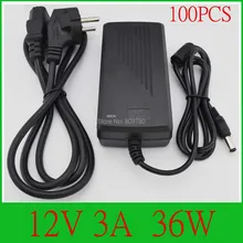 Высокое качество 100 шт. 12 В 3A 36 Вт LED Адаптеры питания для свет или ЖК-дисплей Мониторы нами. ЕС. AU. Великобритания Plug+ кабель переменного тока