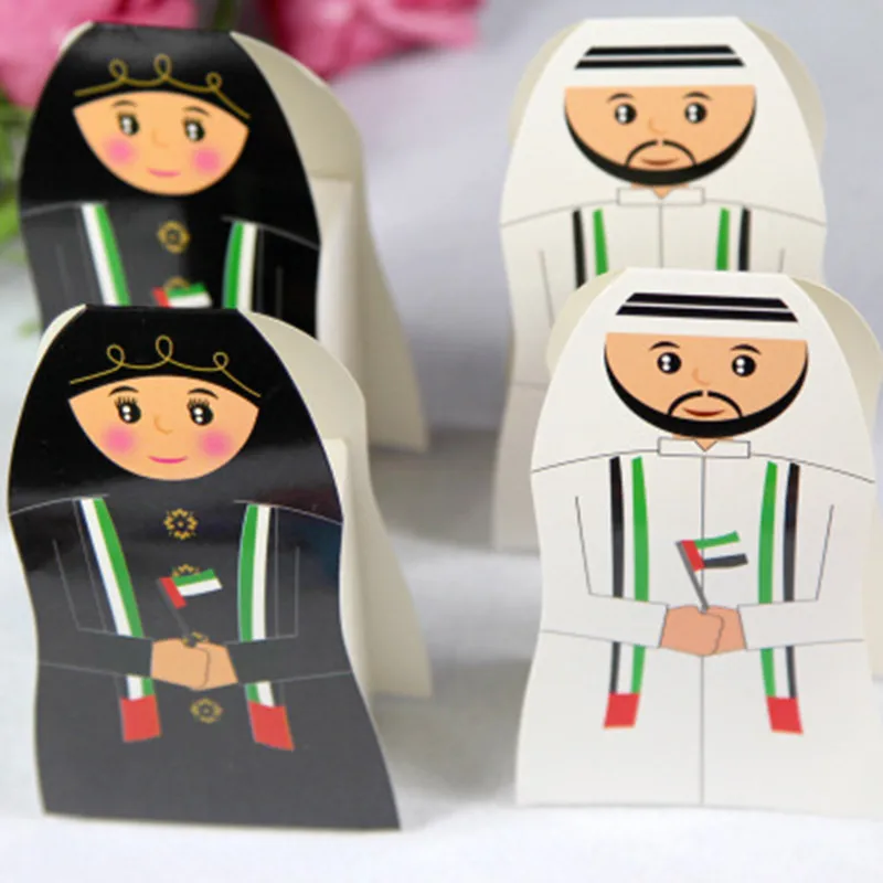 

10pcs Eid Mubarak Gift Box Arab Sheik Wedding Candy Box Bride Groom Favors Packaging Bag Cardboard Boxes Paper Bonbonniere