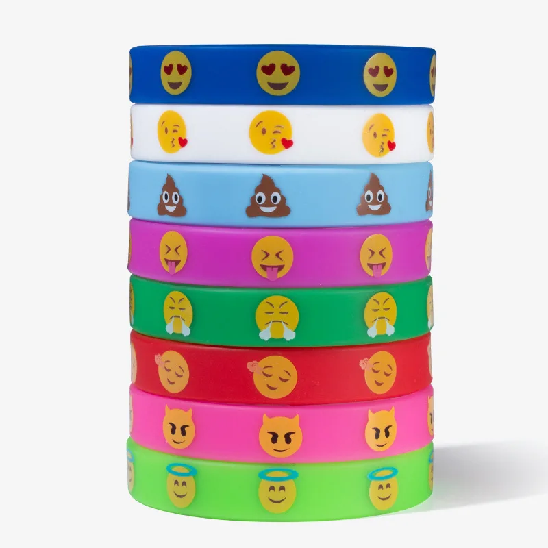 

1PC Cute Emoji Cartoon Smiley Face Silicone Wristband for Children Kids Adults Emoji Rubber Bracelets&Bangles Jewelry SH290