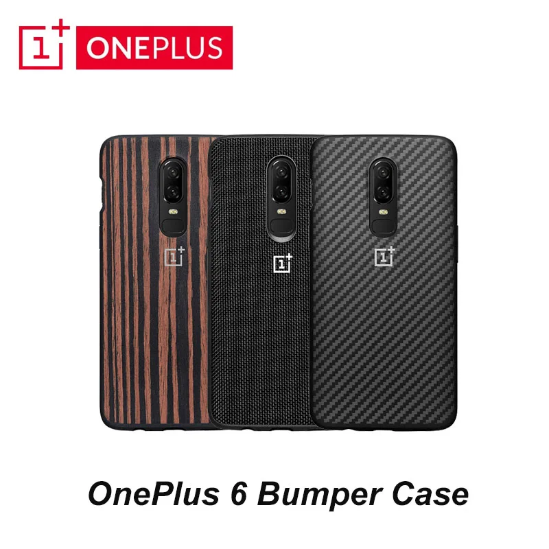

Original OnePlus 6 Bumper Case Ebony Wood Nylon Karbon case Bumper All-round Protection ONE PLUS back cover oneplus 6 back case