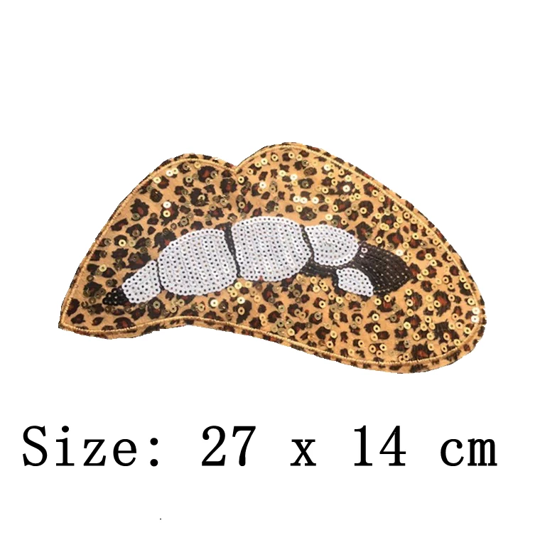 

2pcs/lot large Leopard Print Lips Sequined Patch Design DIY Sewing Accessory Decoration Applique Sexy Lips Sequined Patches