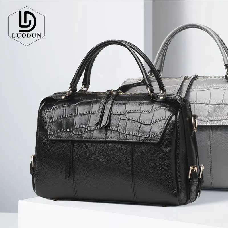 

LUODUN Brand spring and summer fashion Genuine leather handbags crocodile pattern first layer leather hand-held Messenger bag