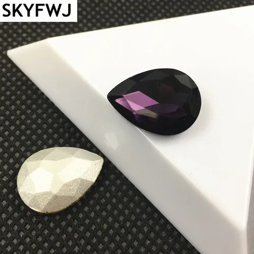 amethyst Color TEARDROP Glass Crystal POINTED BACK Rhinestones 4x6 7x10 10x14 13x18 18x25 20x30 30x40mm Dress Drop stone | Дом и сад