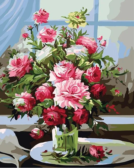 Некадрированная красная Лилия Цветок картина настенное искусство самодельная картина маслом картина по номерам домашний декор уникальная настенная живопись для гостиной - Цвет: Лиловый