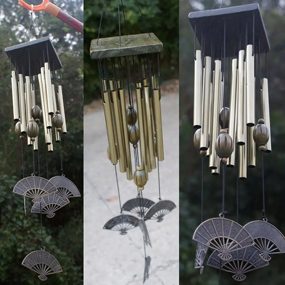 2x Bronze 12 Tubes Metal Bells Wind Chime Outdoor Garden Hanging Decor