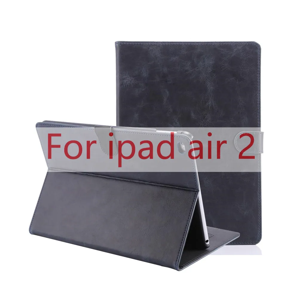 Чехол для планшета Apple iPad воздуха 1 2 мобильный телефон оболочки Расширенный из искусственной кожи чехол для смарт-чехол для Apple iPad 2/3/4, 5, 6, 5th 6th поколения Coque Funda - Цвет: PU Dark Blue