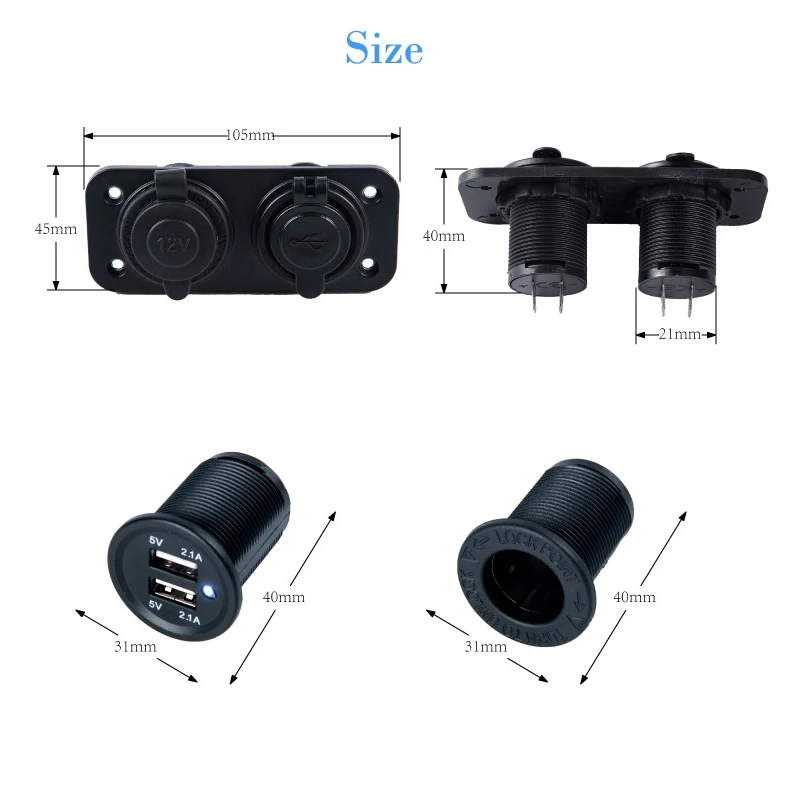 12-24V розетка для автомобильного прикуривателя со светодиодный 5V 4.2A двойной разъем USB адаптер зарядное устройство с автомобильным прикуривателем светильник для универсального автомобиля