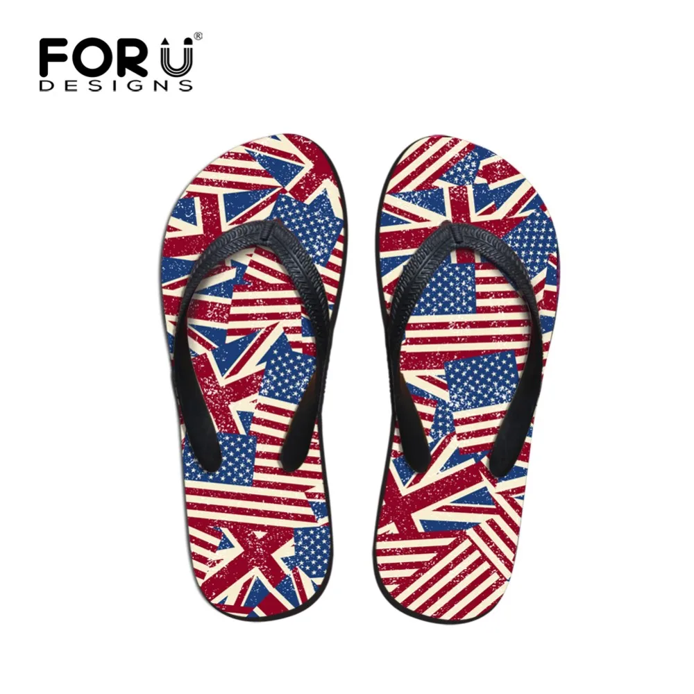 Для отдыха для мужчин's сланцы Летний стиль Великобритании, США флаг печати Flipflop для мужчин бренд домашние тапки пляжные сандалии высокое качество