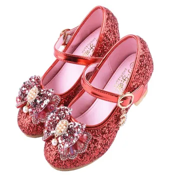 

HaoChengJiaDe Girls Fashion Shoes Elsa Princess Shoes Kids Elegant Dance Party Wedding Shoes Chaussure Enfants Blue Pink