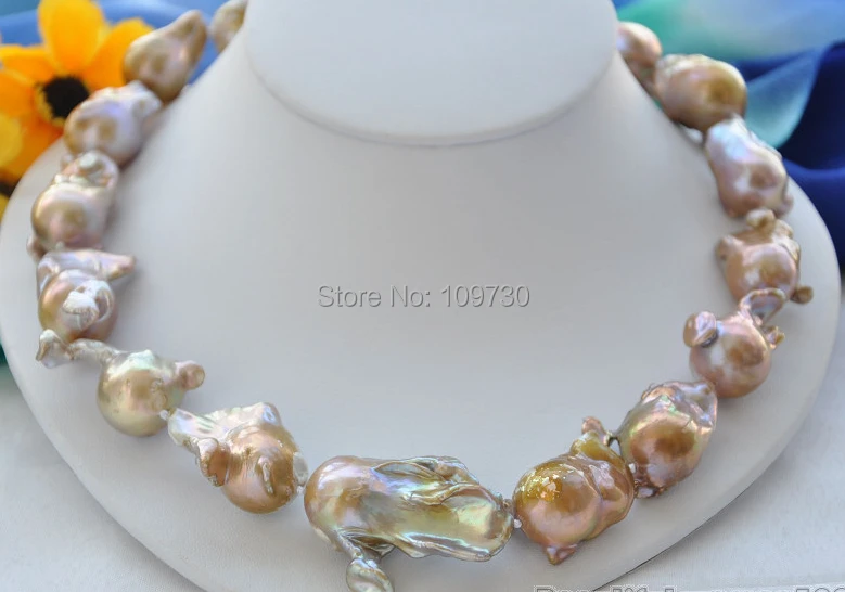 

Jewelr 003718 BIG lavender BAROQUE KESHI REBORN PEARL NECKLACE