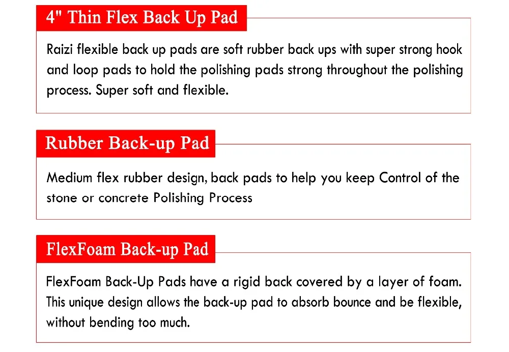 Raizi 4 дюйма резиновая супер гибкая Накладка для алмазной полировки/диск 100 мм крюк и петля Резервное копирование колодки