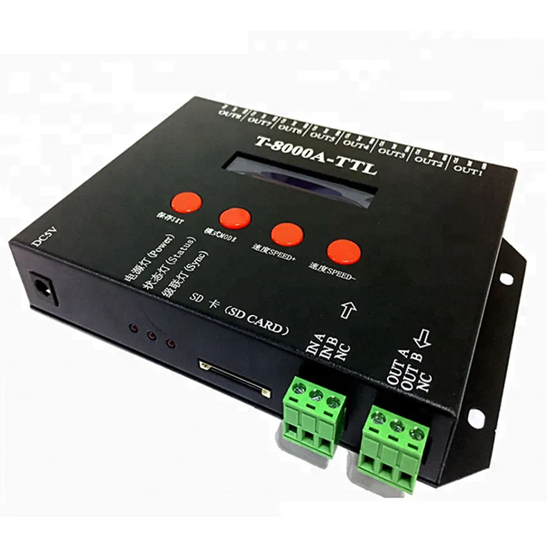 DC5V 24V T8000A светодиодный RGB контроллер 8192 пиксельный для WS2812B TM1804 LPD6803 UCS1903 любой IC