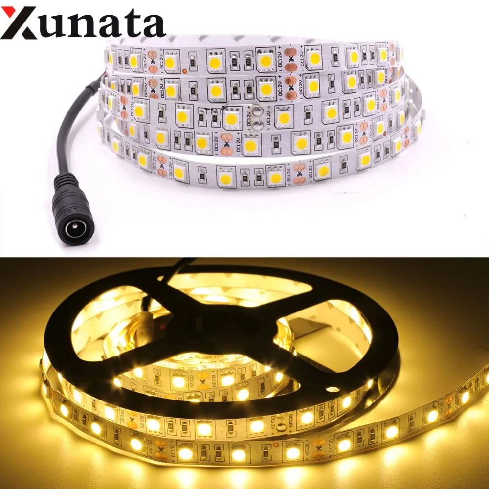 

DC12V 5050 60Leds/m Waterproof Flexible Led Strip Rope Light+12V 2A EU/AU/US/UK Plug With Switch+2PIN 10mm DC Connector Clip
