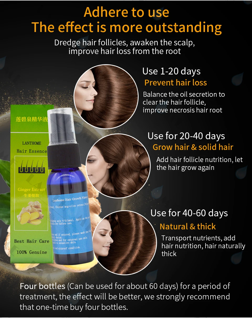 Effective Ginger Hair Growth Liquid Spray Anti Hair Loss Hair Regrowth Dry Hair Repair Moisturizer Treatment Recommend 30ml