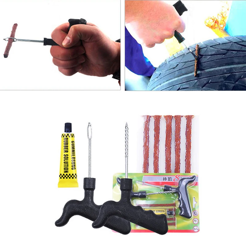 Prix pour 8 En 1Car Auto Tubeless Pneu Outil De Réparation Kit Pneu de Prise de Piqûre De Ciment Ensemble pour Moto Vélo Prix pour 8 En 1Car Auto Tubeless Pneu Outil De Réparation Kit Pneu de Prise de Piqûre De Ciment Ensemble pour Moto Vélo