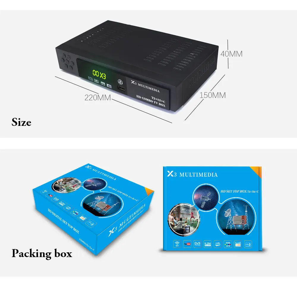 DVB-T2 DVB-S2+ DVB-C комбо ТВ-тюнер с USB wifi цифровой спутниковый приемник с поддержкой IPTV Youtube AC3 Cccam наземная ТВ-приставка