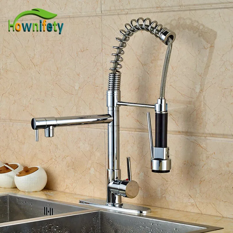 Factory Direct Sales Kitchen Faucet Chrome Polish Single Lever Pull Out Faucet With 8 Cover Plate
