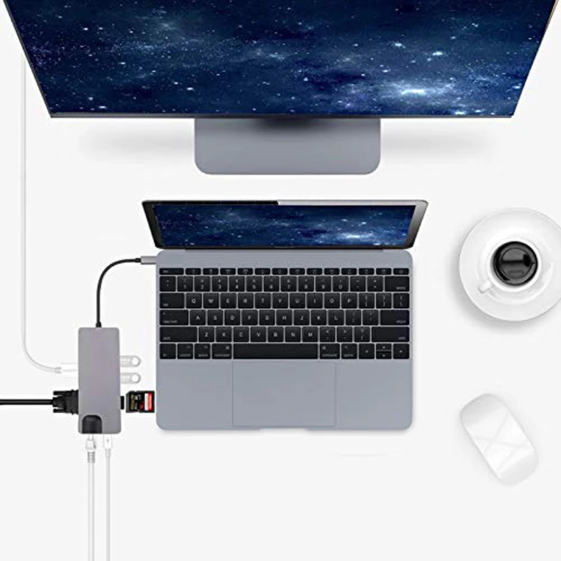 Baolyda USBC концентратор USB C док станция usb type адаптер с Ethernet 4K к HDMI 3 0 VGA SD/TF для