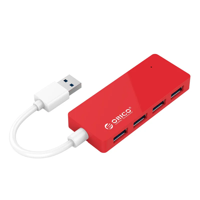 ORICO HC4-U3 Mini 4 порта USB 3,0 концентратор для ноутбука U диск Портативный хаб адаптер для телефона - Цвет: Красный