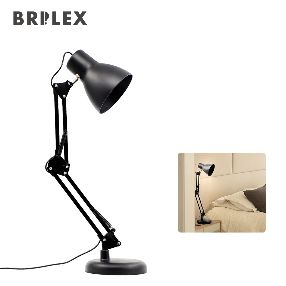 

Brilex Black Table Adjustable Arm Desk Lamp High Quality ABS Material Multi-Joint Metal Finish USB Power Line Charging Light